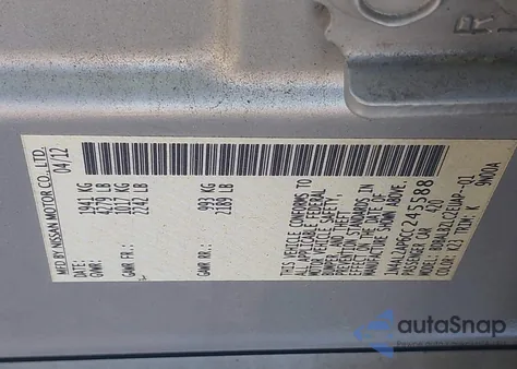 2012 Nissan Altima S from USA, damaged, VIN 1N4AL2AP6CC245588